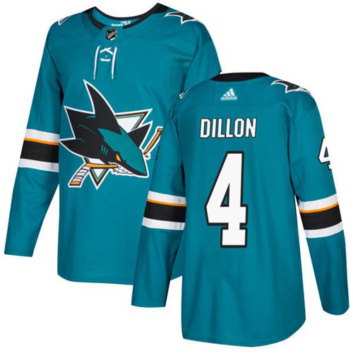 Adidas Men San Jose Sharks #4 Brenden Dillon Teal Home Authentic Stitched NHL Jersey->san jose sharks->NHL Jersey